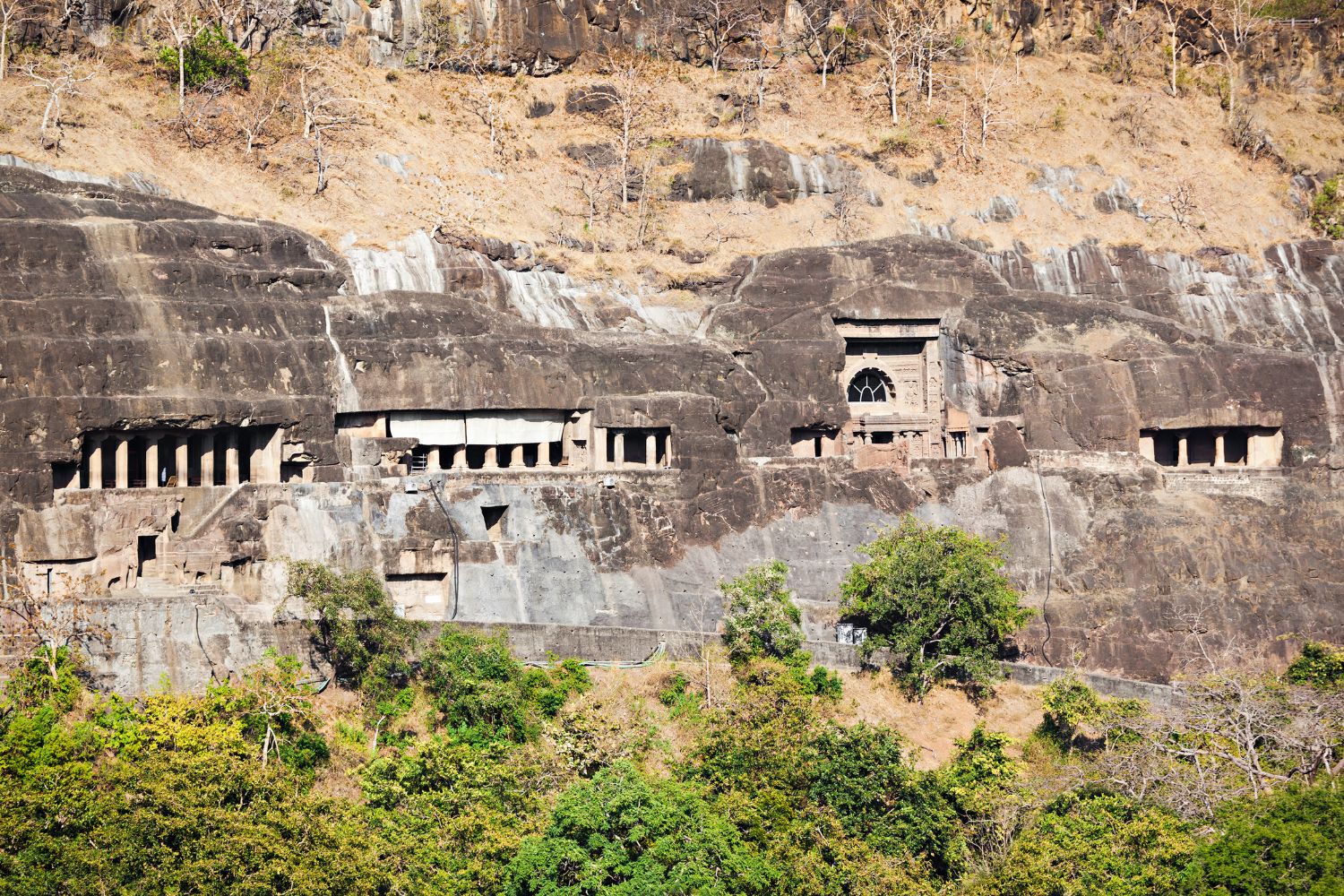 "Ajanta Caves, a UNESCO World Heritage site located in Maharashtra"